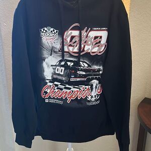 Young & Reckless Mens Large Slingshot Hoodie Black Racing Graphic Print NWOT